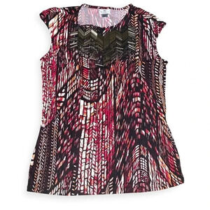 Worthington abstract embellished blouse